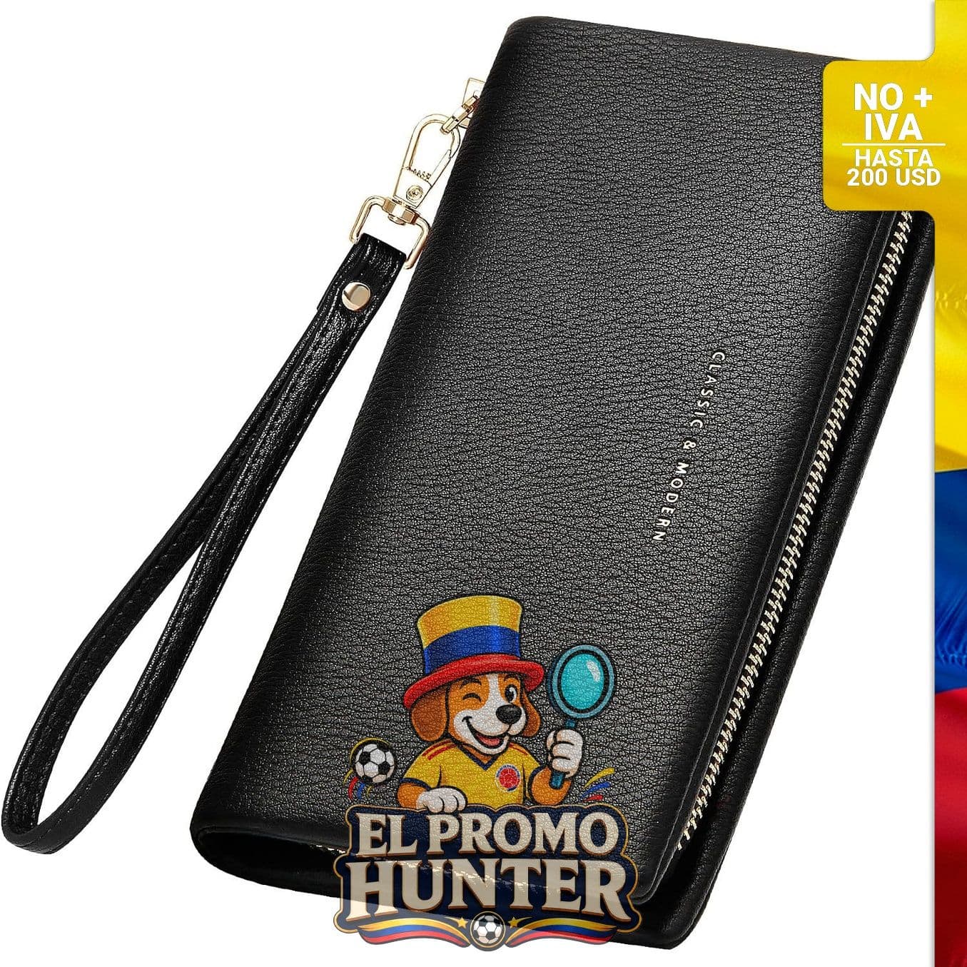 Monedero Clutch YOUBDM para mujer, cartera de cuero vegano con soporte para teléfono.