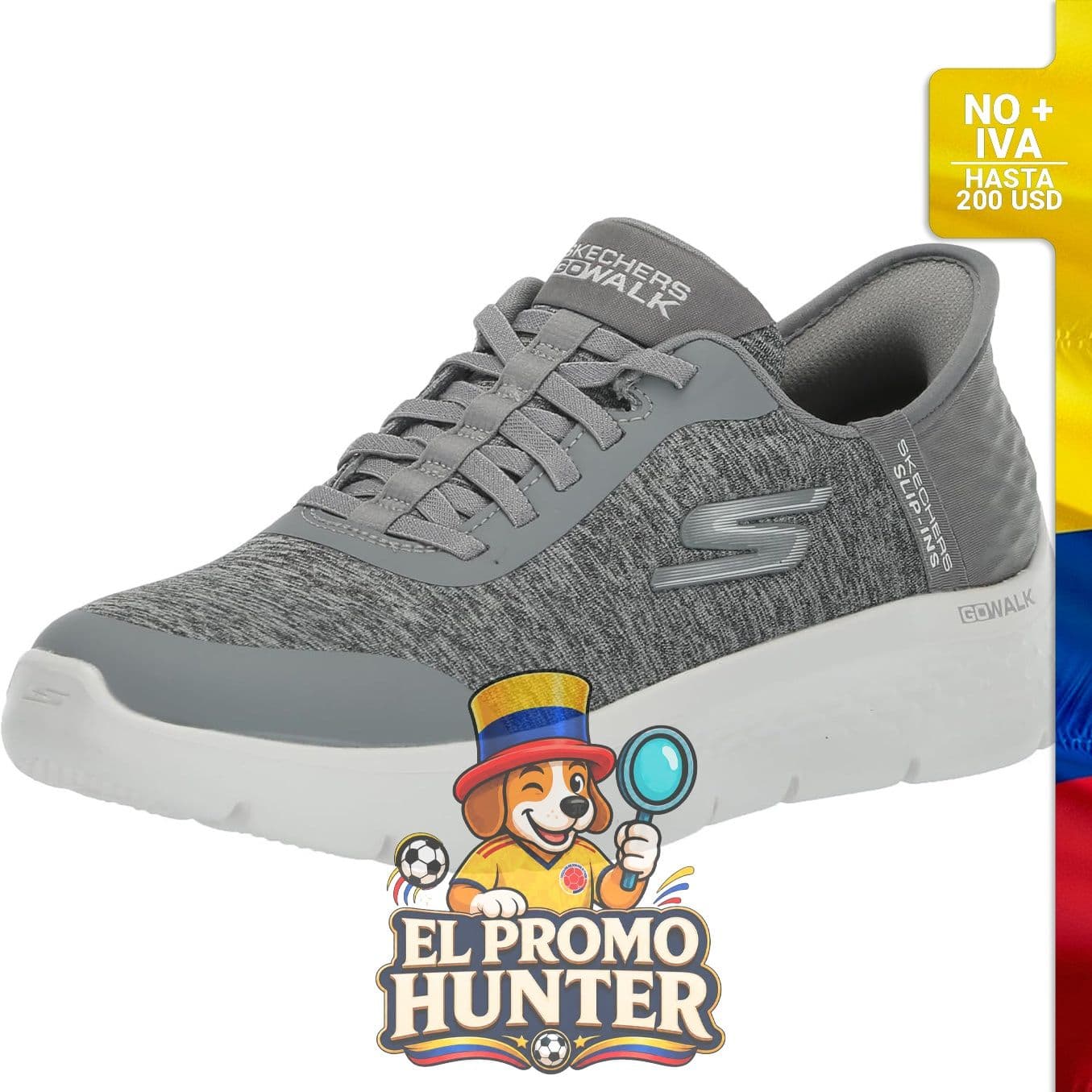 Tenis Skechers Go Walk para mujer sin cordón, diseño ligero y cómodo.
