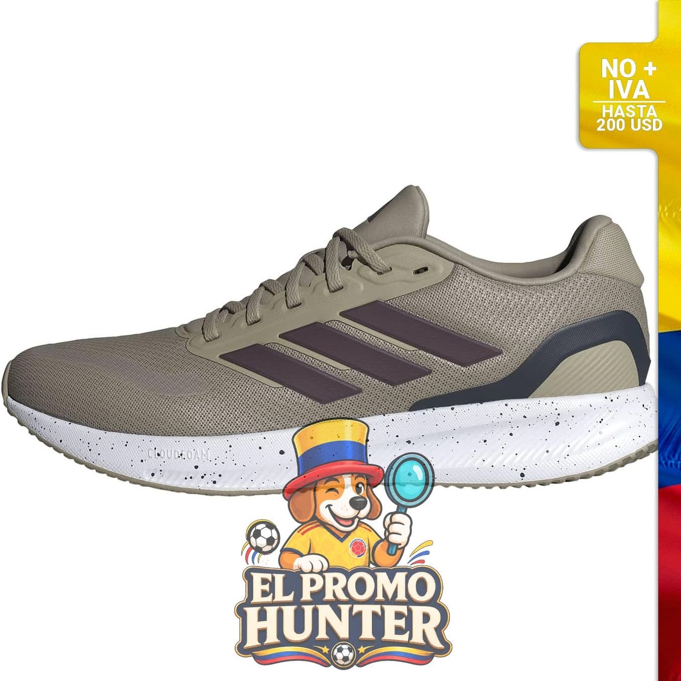 Tenis Adidas Hombre Run Falcon 5, diseño deportivo, suela de goma, parte superior de malla.
