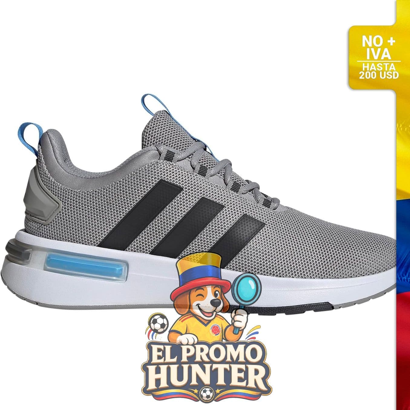 Tenis Adidas Racer Tr23 para hombre, diseño deportivo con suela de goma y parte superior de malla.