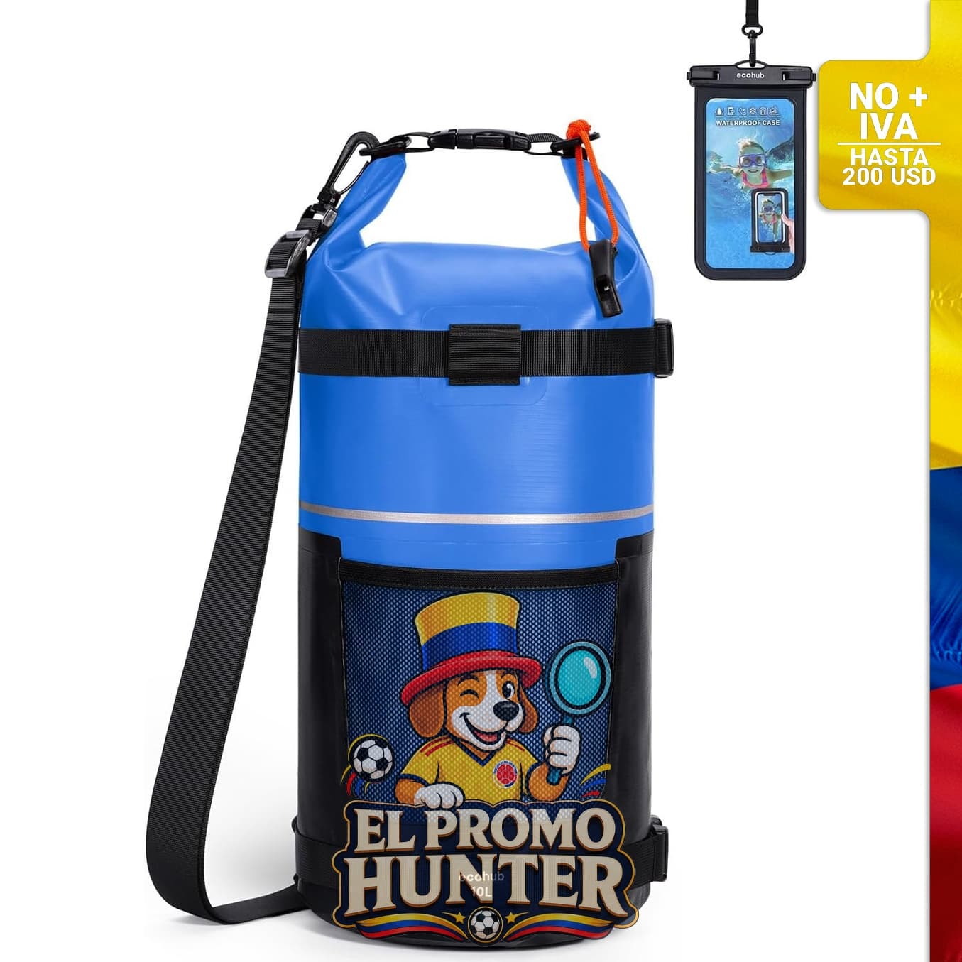 Bolsa seca impermeable con funda, ideal para proteger objetos de la humedad.