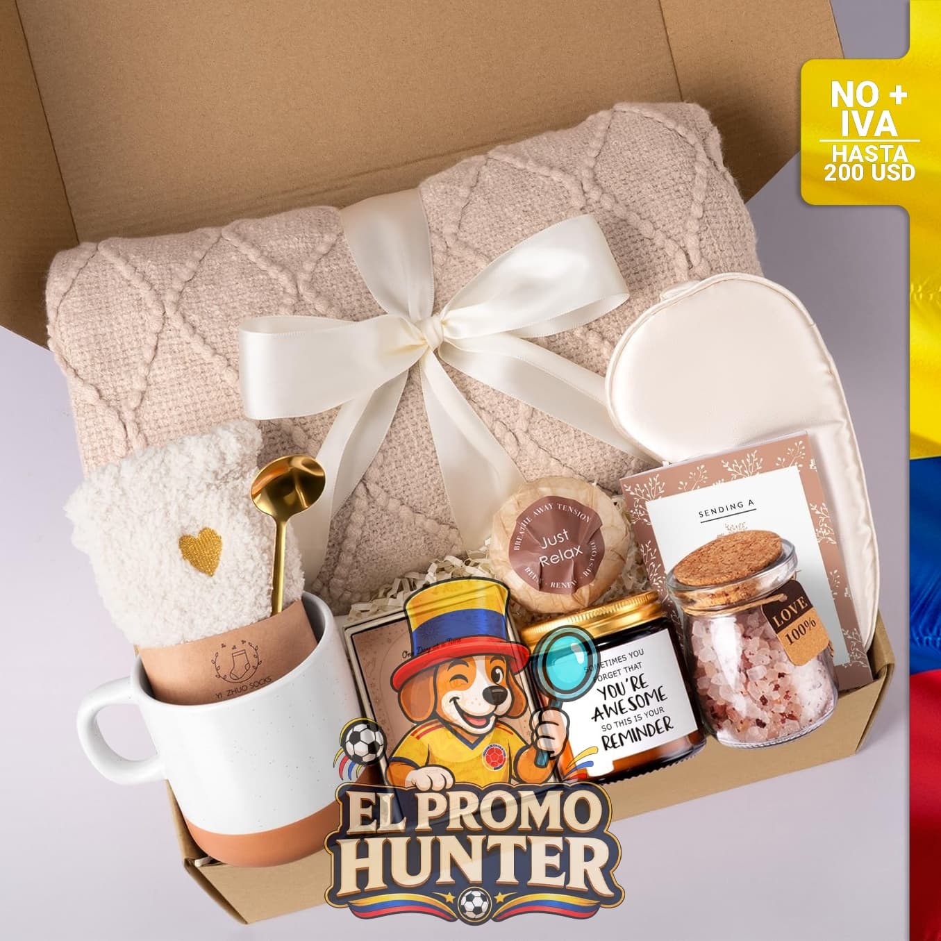 Caja de regalo con 11 piezas para cuidado personal de mujer.