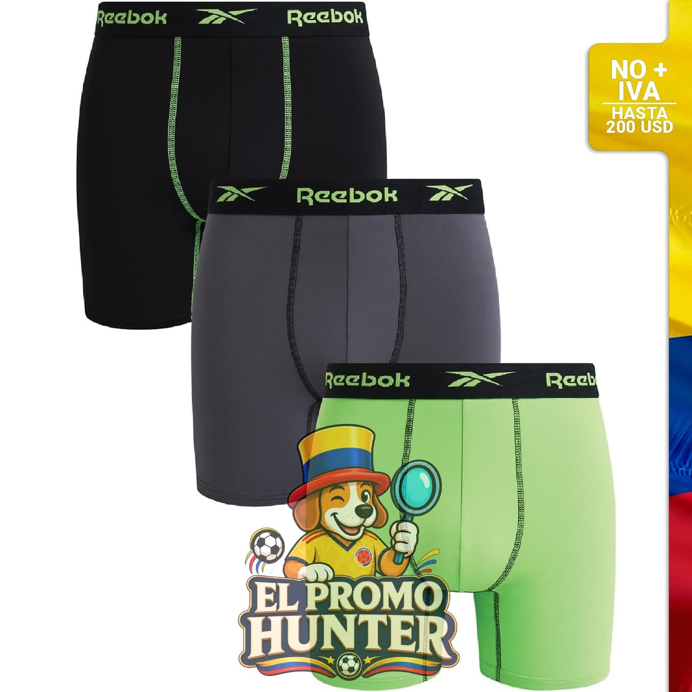 Boxer Reebok, paquete de 3 unidades.