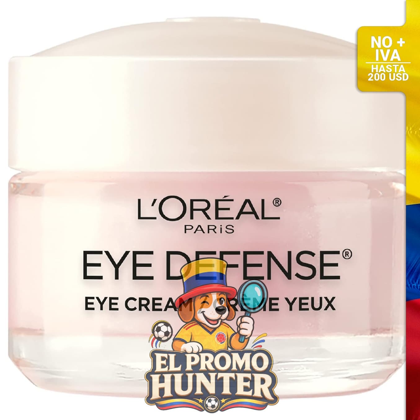 Crema para ojos L'Oréal Paris Dermo-Expertise con cafeína y ácido hialurónico.