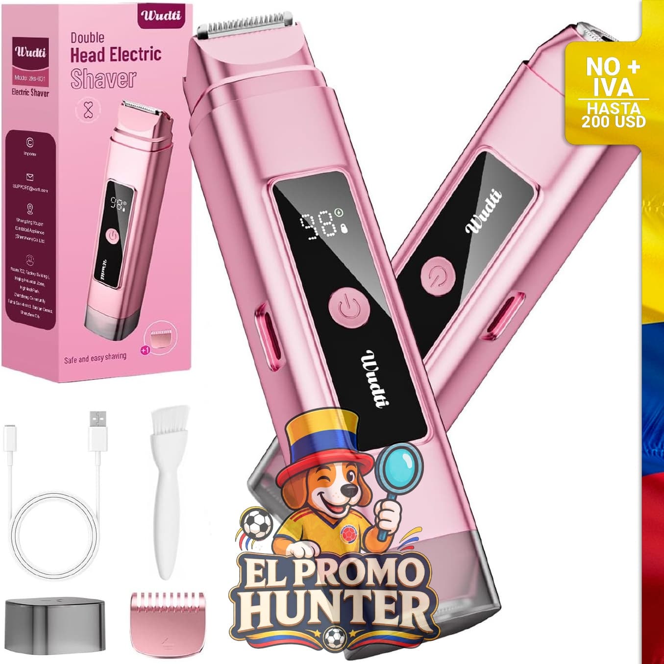 Recortadora bikini IPX7 con doble cabezal.