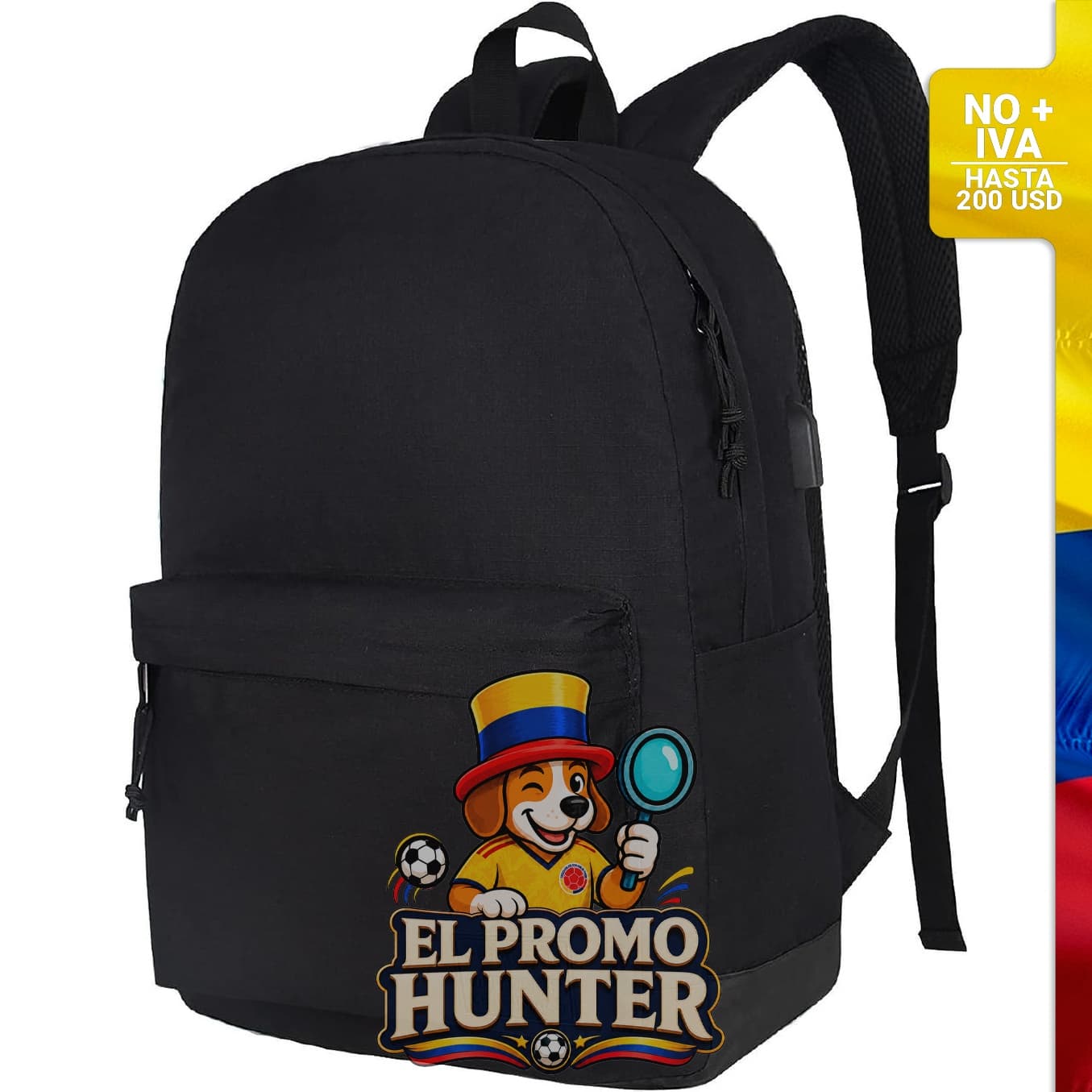 Mochila casual para laptop con puerto de carga USB, compatible con dispositivos de hasta 15.6" (40 cm).
