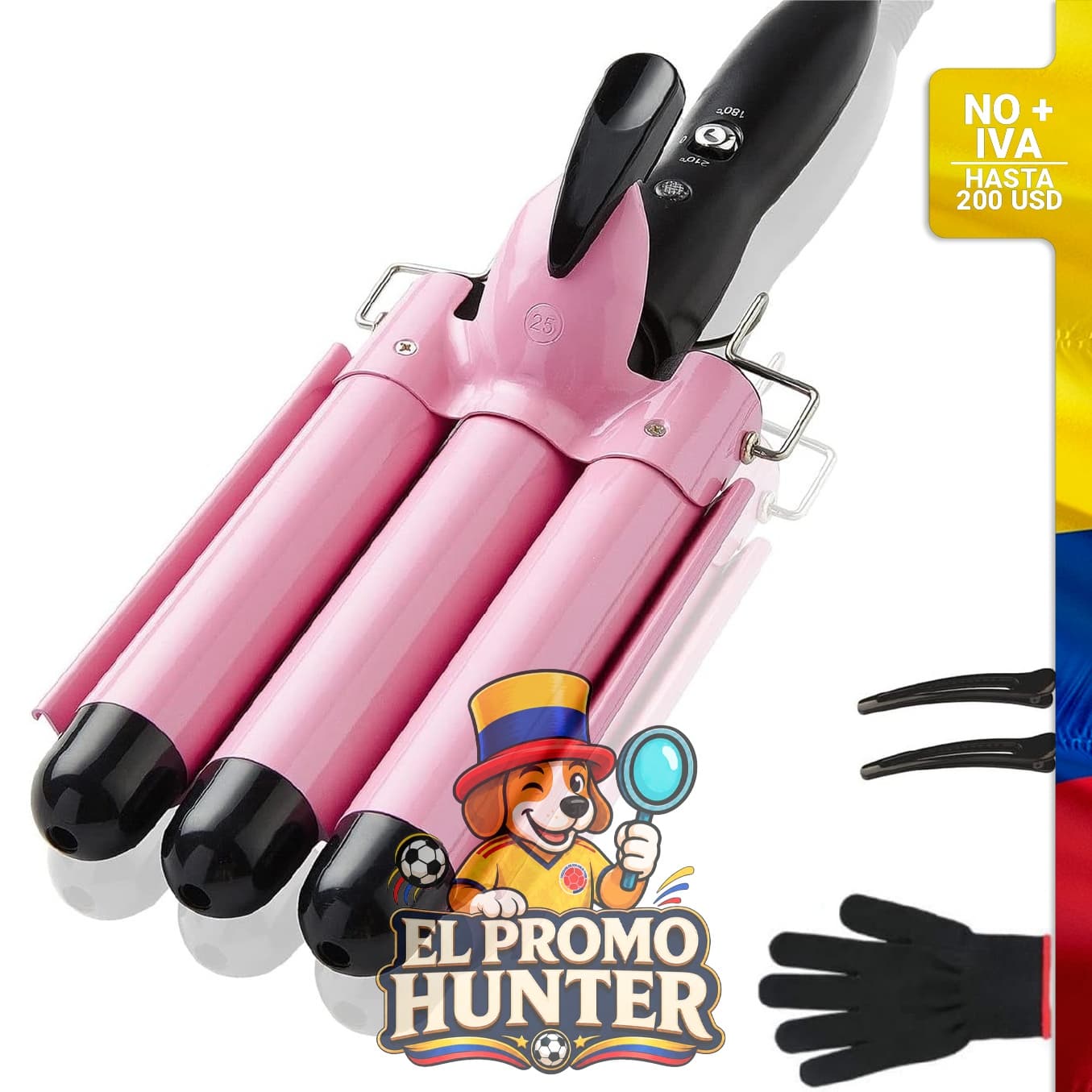 Rizador de 3 barriles TOP4EVER de 1 pulgada, con dos ajustes de temperatura y color rosa.