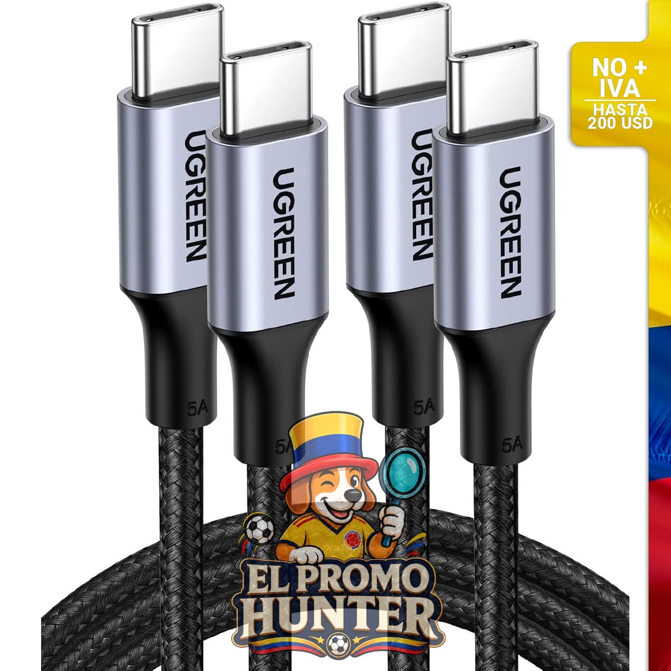 Cable USB C a USB C, 100 W, paquete de 2, compatible con iPhone 17, MacBook Pro, iPad Pro, Samsung Galaxy S25 y más.