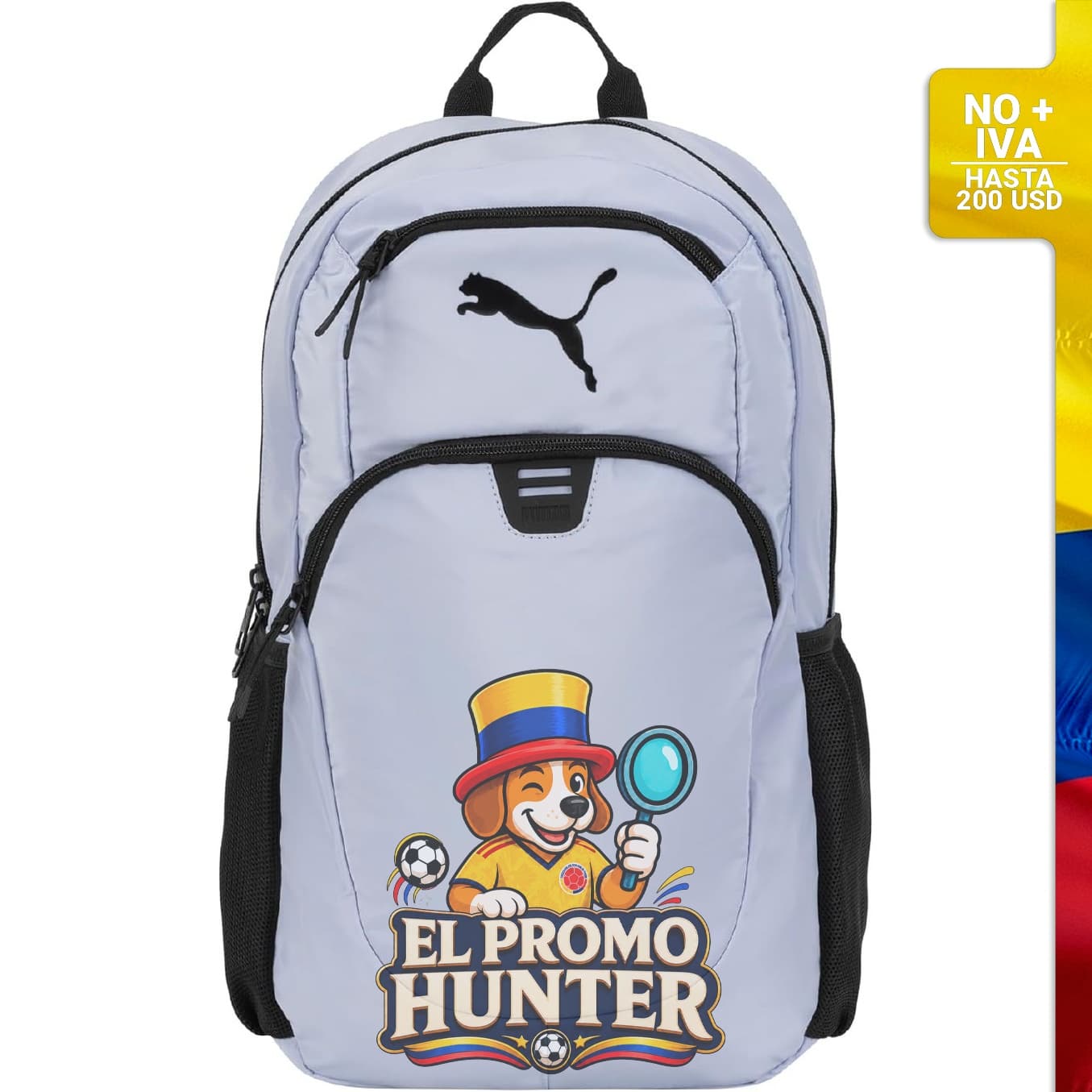 Mochila PUMA Poppy para mujeres, fabricada en tela Memory, incluye compartimento para laptop, correa para equipaje y bolsillos para botellas.