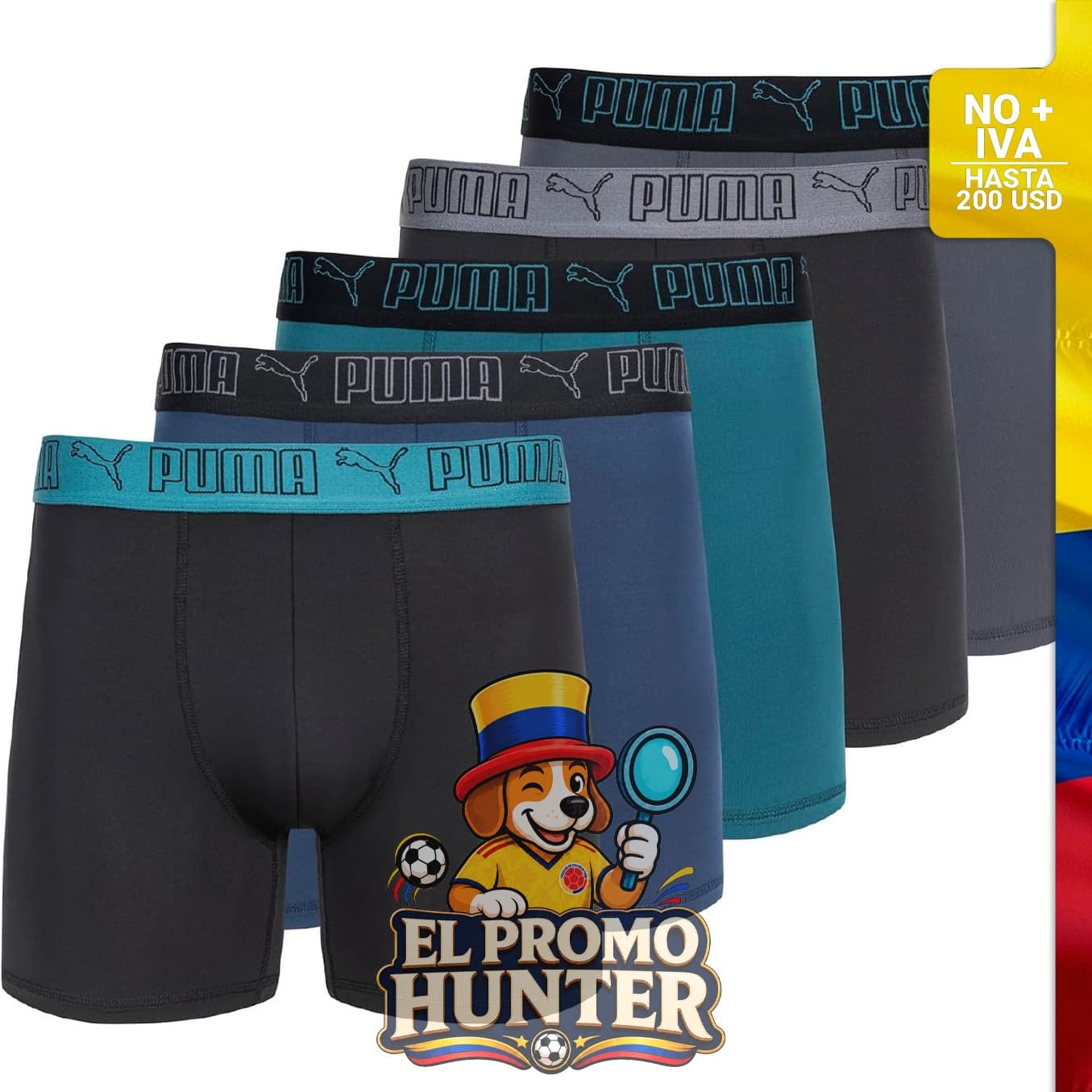 Paquete de 5 calzoncillos tipo bóxer Performance para hombre de PUMA.