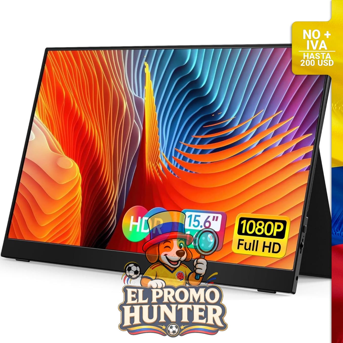 Monitor portátil VILVA de 15.6" (39.6 cm) con resolución 1080P FHD, conectividad USB-C y HDMI.