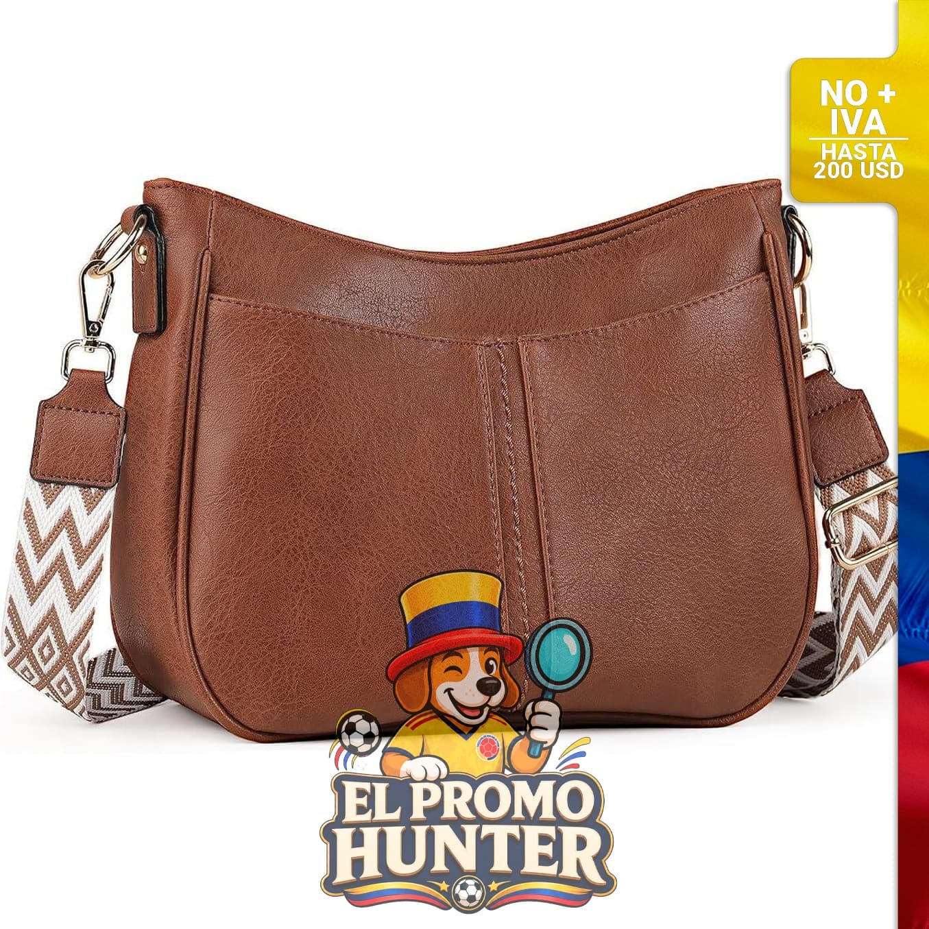 Bolso bandolera de cuero vegano para mujer, adecuado para uso diario.