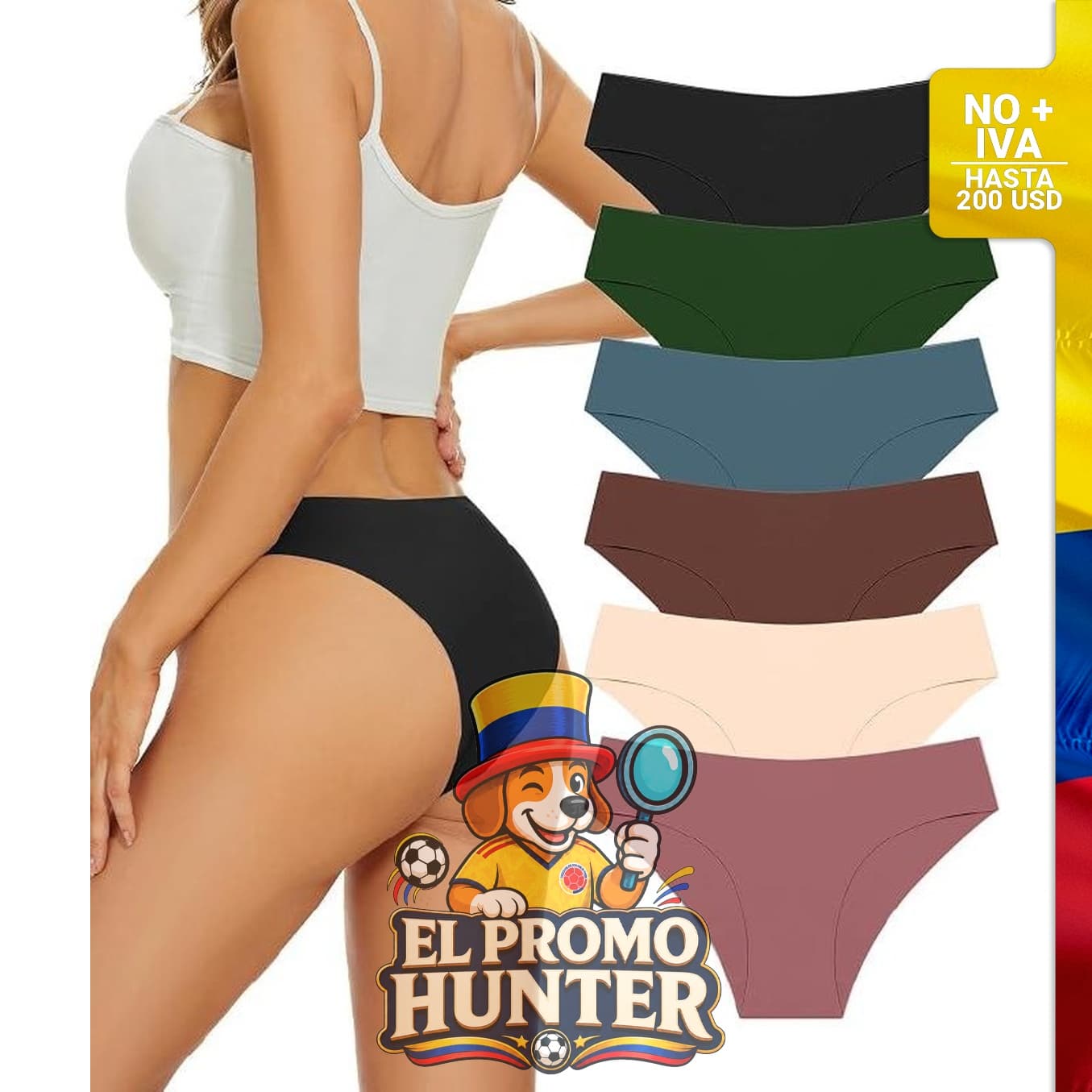 Bragas sin costuras de cintura alta para mujer, paquete de 5, con absorción de humedad y cobertura completa.