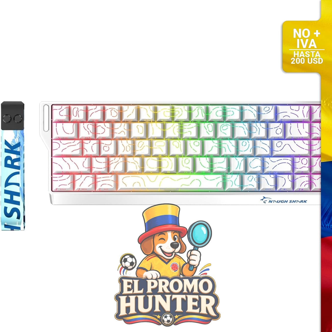 Teclado mecánico GK GAMAKAY x NaughShark NS68, cableado, 65% de tamaño, con interruptores magnéticos Outemu Peach.