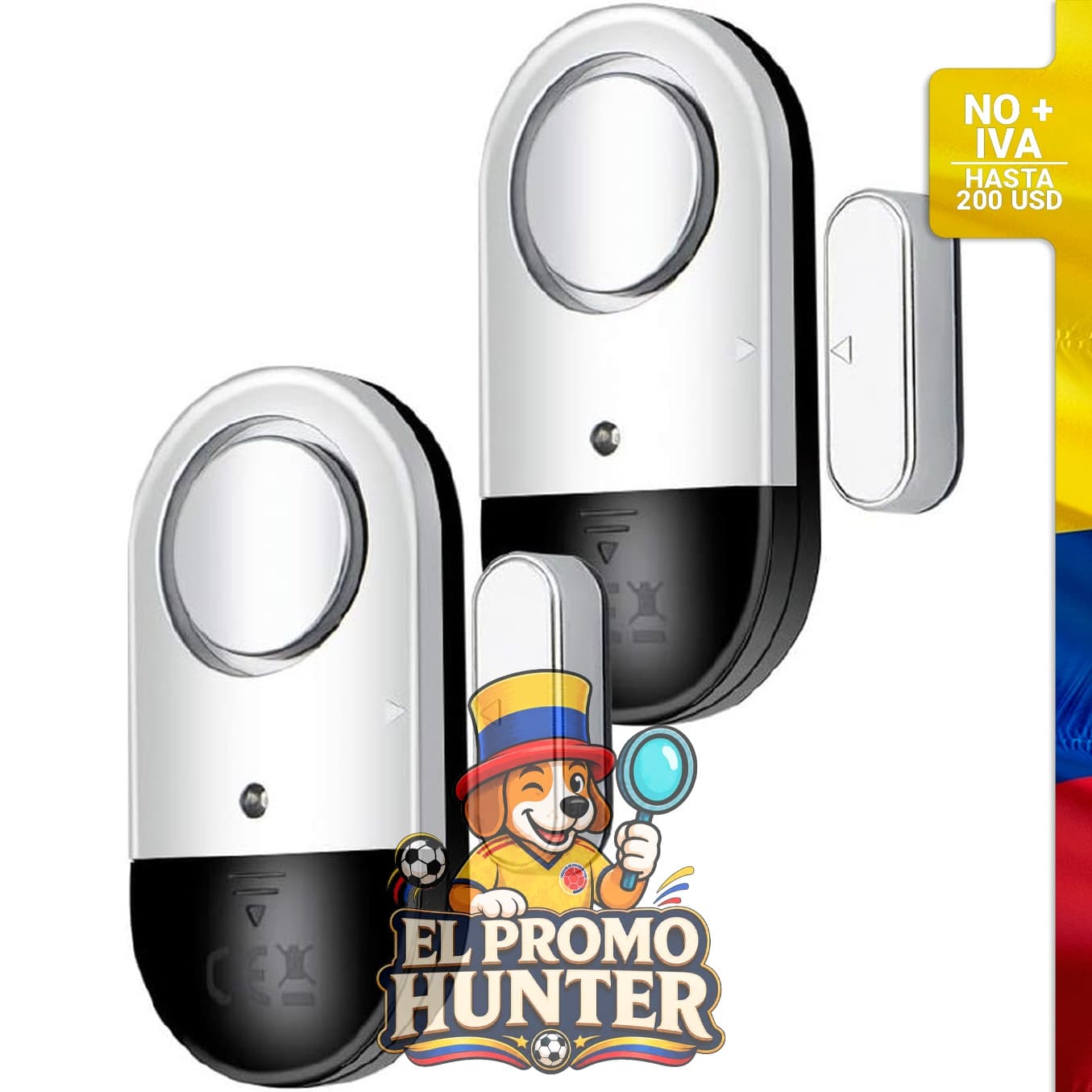 Paquete de 2 sensores de alarma para puertas y ventanas, 120 dB, inalámbricos.