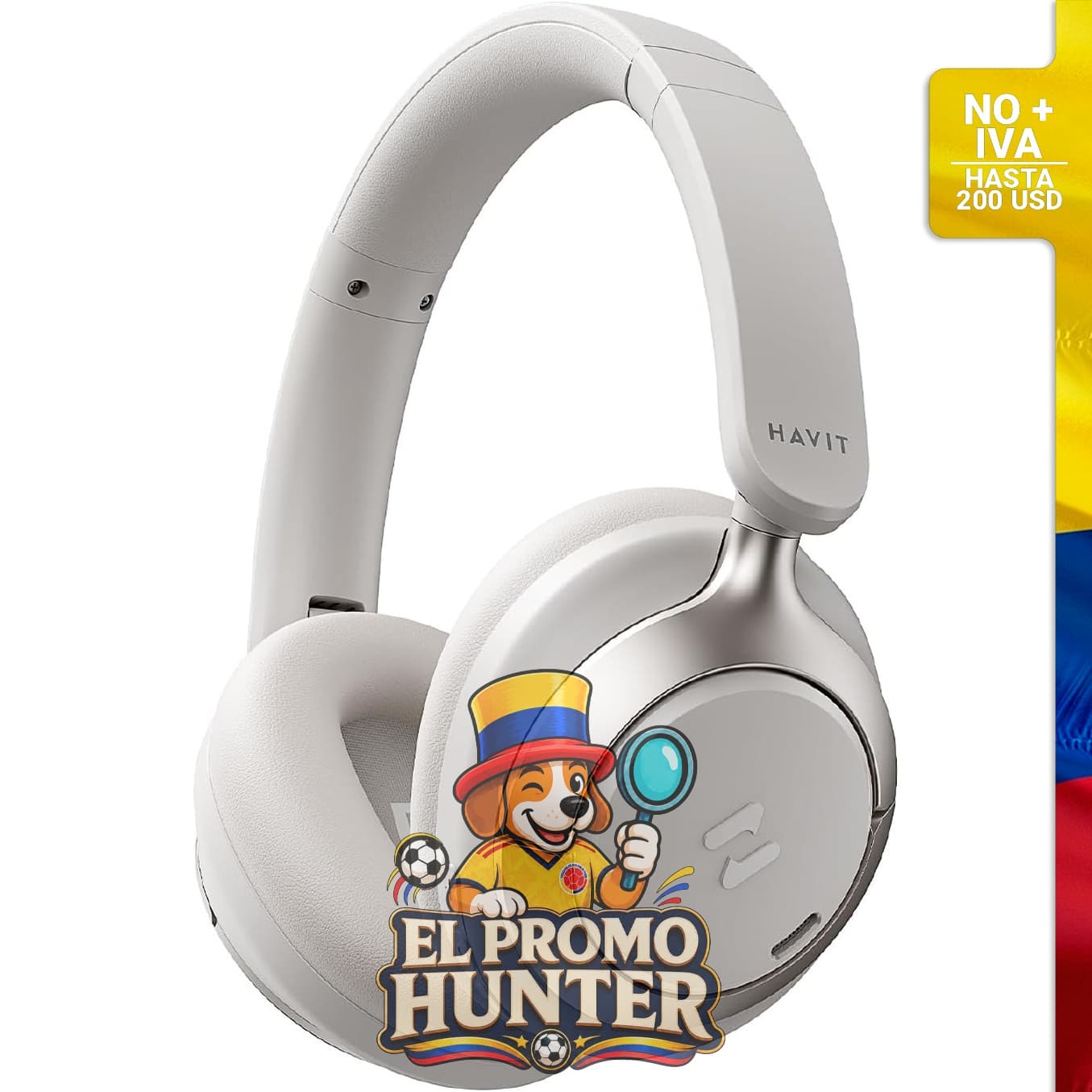 Auriculares inalámbricos Havit con tecnología ANC híbrida, Bluetooth, sonido espacial y batería de 80 horas.