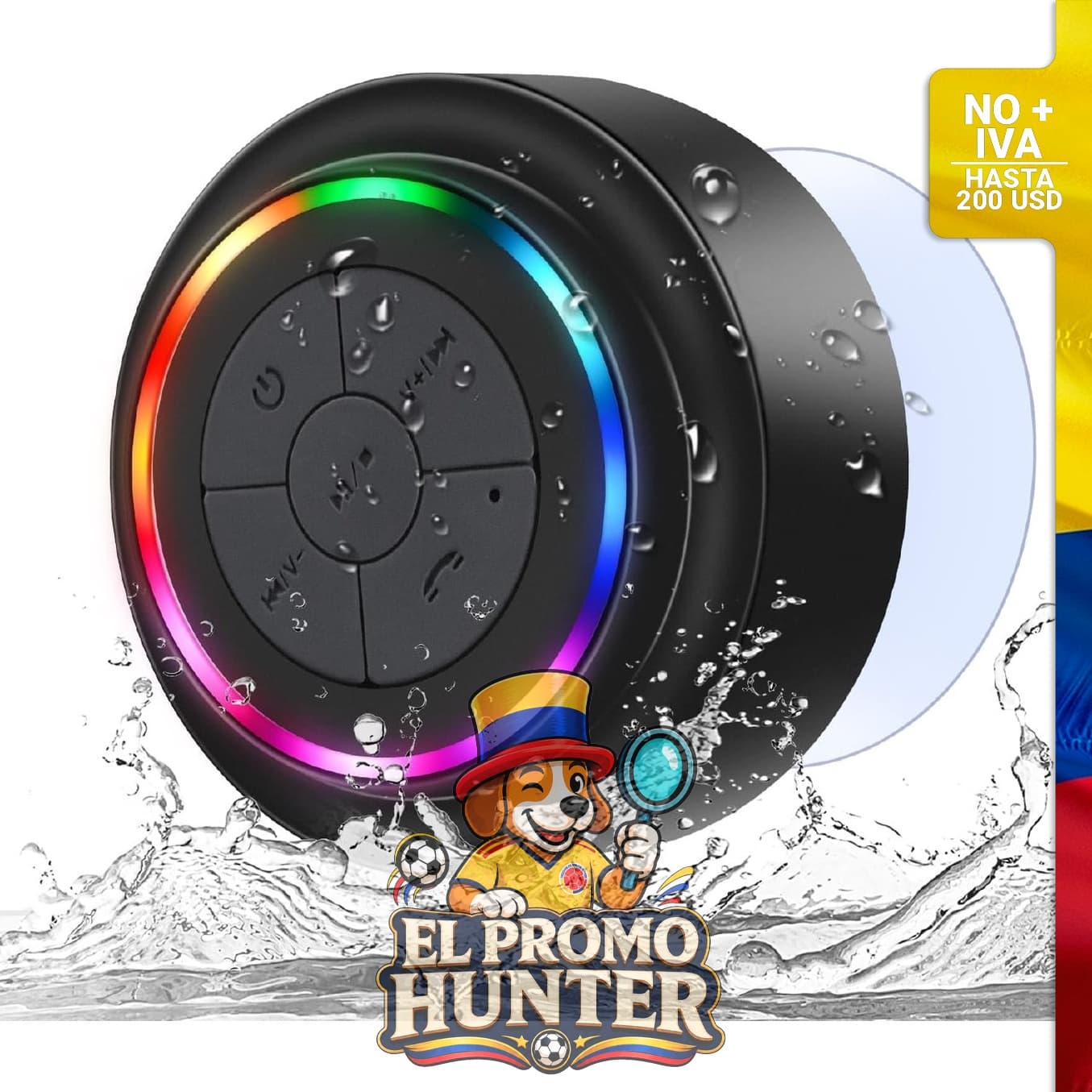Mini altavoz de ducha Bluetooth, impermeable IP67, con ventosa y conexión inalámbrica.