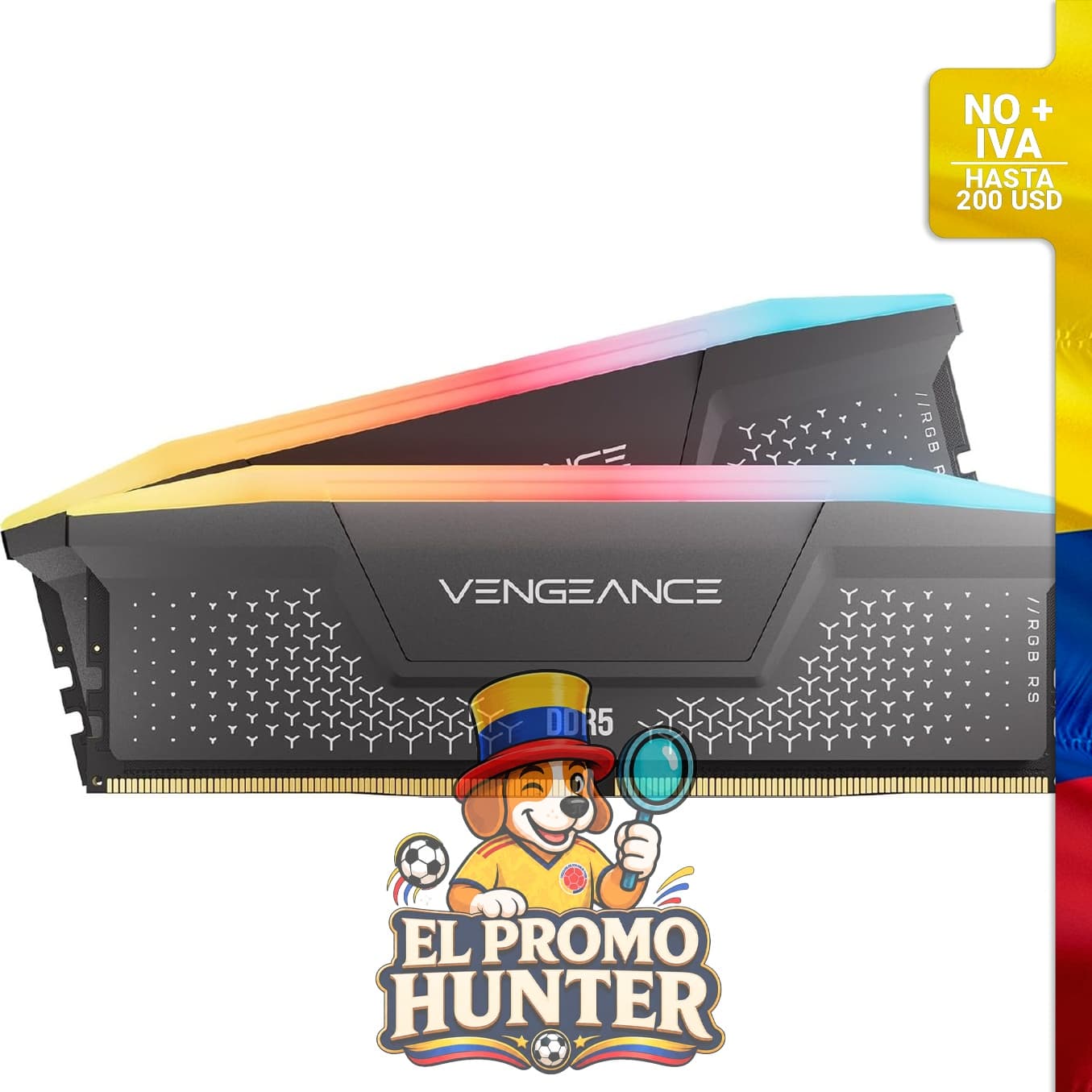 Memoria RAM CORSAIR Vengeance RGB RS DDR5 de 32GB (2x16GB) con velocidad de hasta 5600MHz y latencia CL40-40-40-77.