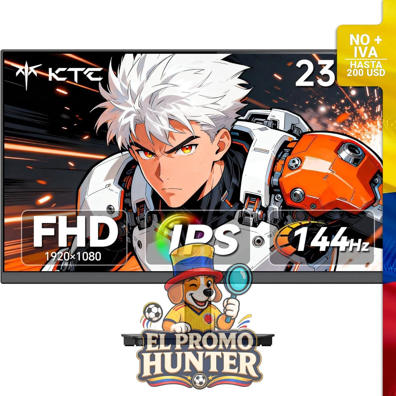 Monitor KTC de 23.8" (60.4 cm) FHD, 144Hz, panel IPS, 95% DCI-P3, 99% sRGB, 300 cd/㎡, 1500:1.