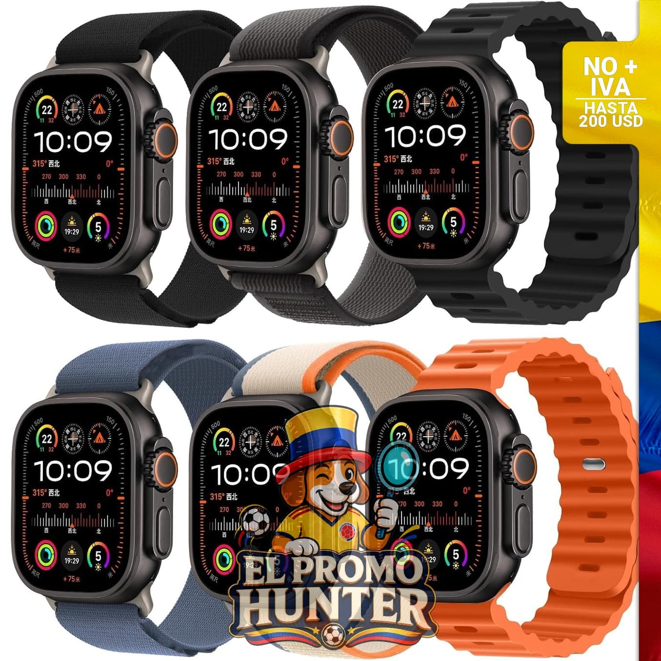 Paquete de 6 correas deportivas compatibles con Apple Watch Ultra 2 y Series 10, 49/45/44 mm.