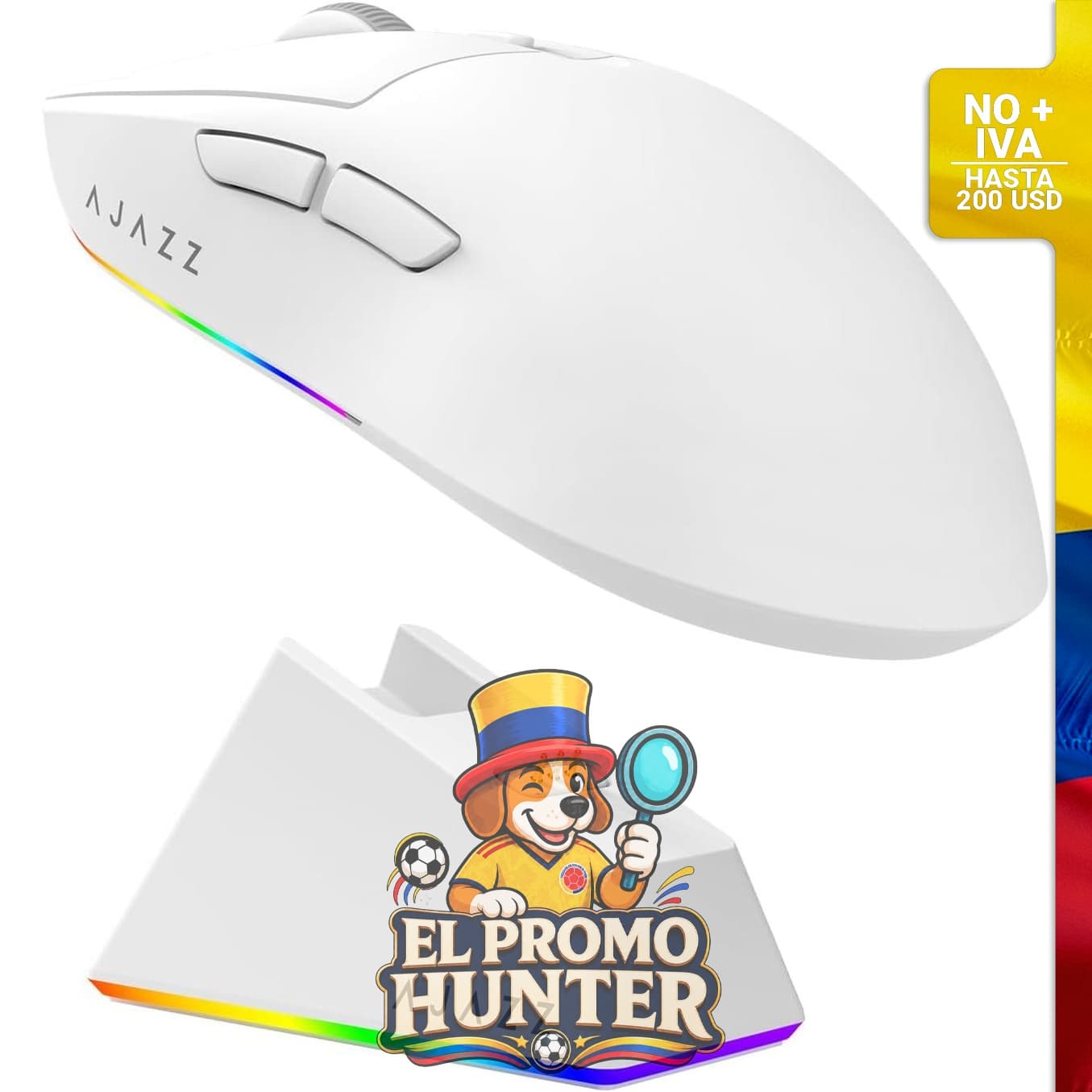 Mouse para juegos MechLands AJAZZ AJ139 V2 MC, ajustable hasta 12,000 DPI, sensor PAW3311, batería de 500 mAh.