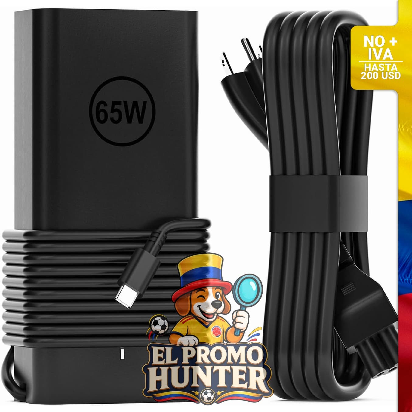 Cargador USB-C de 65W compatible con dispositivos Dell.