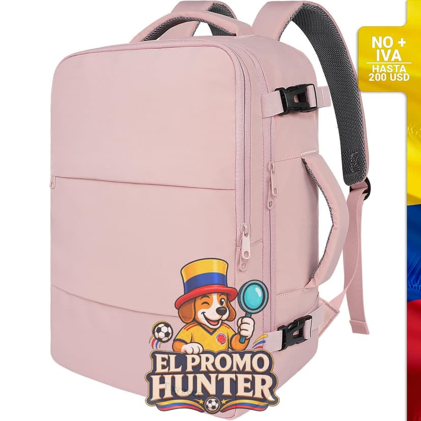Mochila de viaje para mujer, compatible con laptops de hasta 15.6” (40 cm), color rosa.