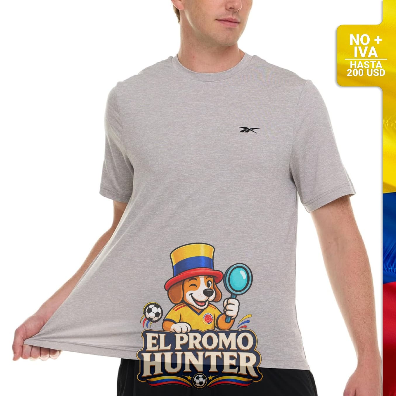 Camiseta Reebok para hombre, material de poliéster, diseño clásico.