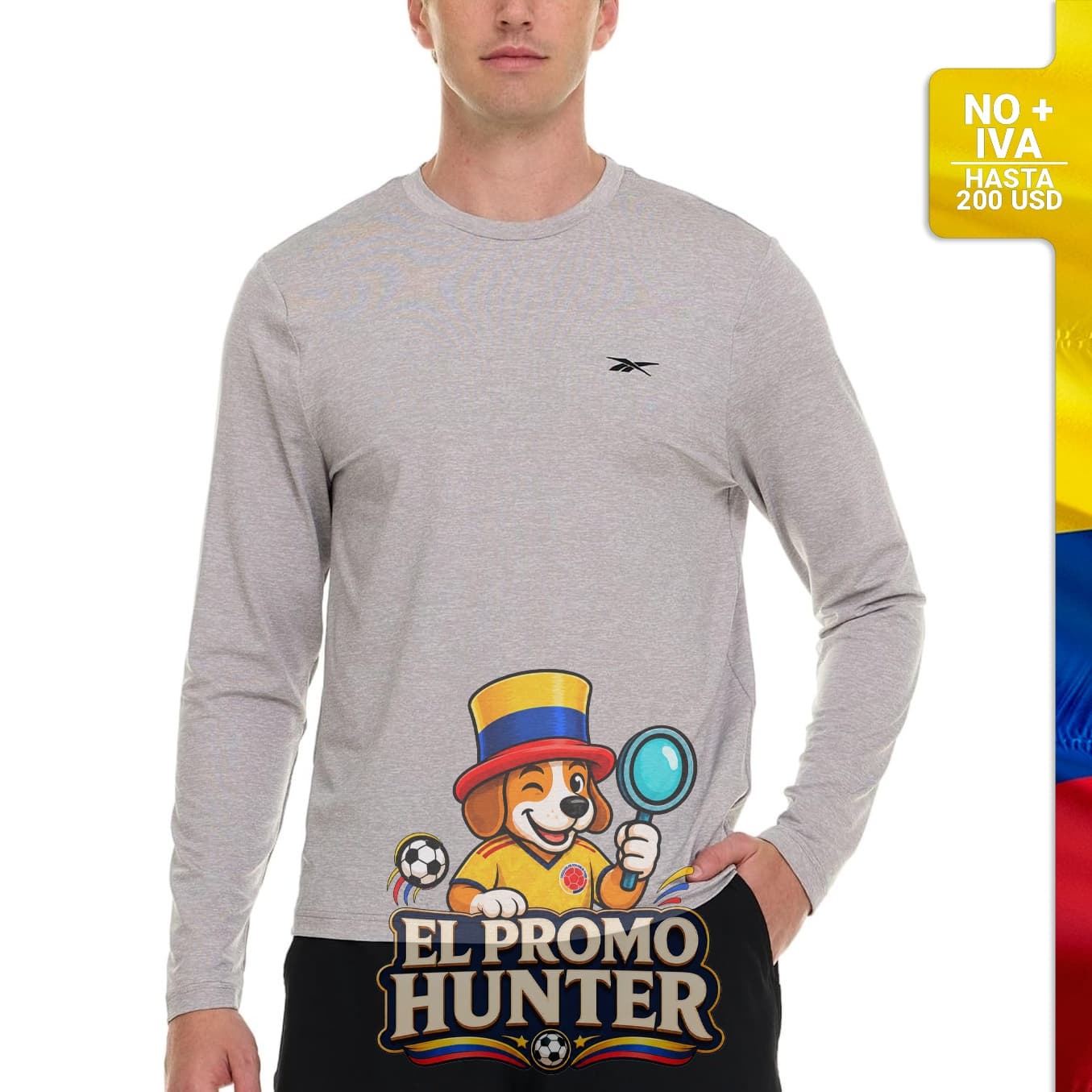 Camiseta Reebok de manga larga para hombre.