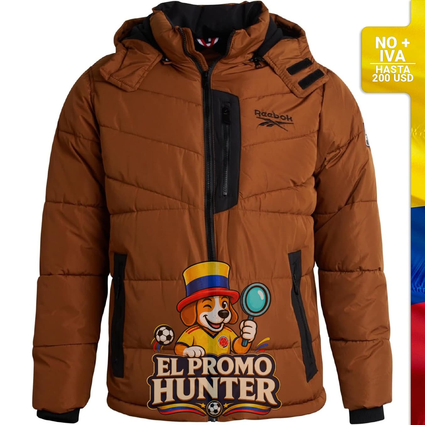 Chaqueta Reebok de invierno para hombre, diseñada para condiciones frías.
