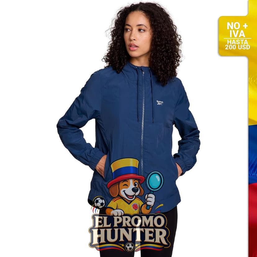 Chaqueta rompevientos Marathoner para mujer de Reebok, diseñada para protección contra el viento.
