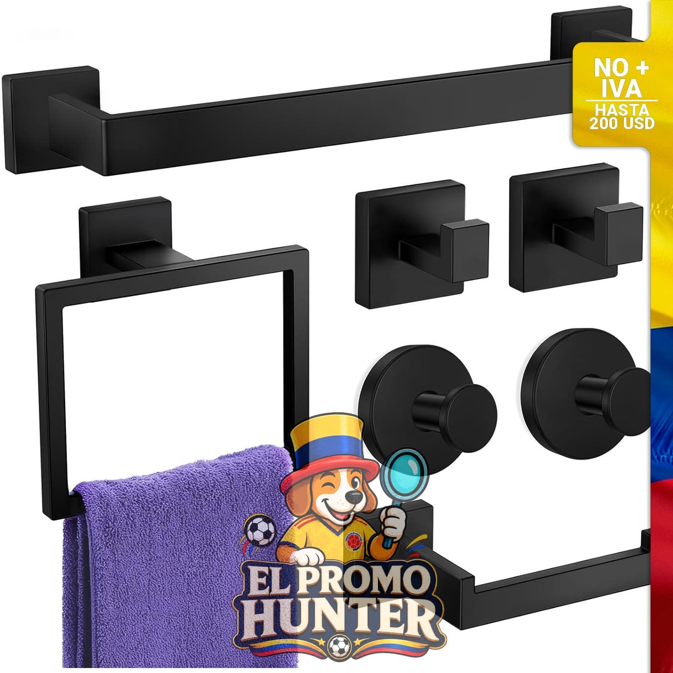 Juego de accesorios para baño de 7 piezas.
