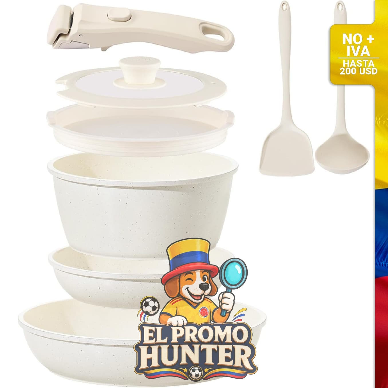 Juego de utensilios de cocina de cerámica antiadherente, 8 piezas.