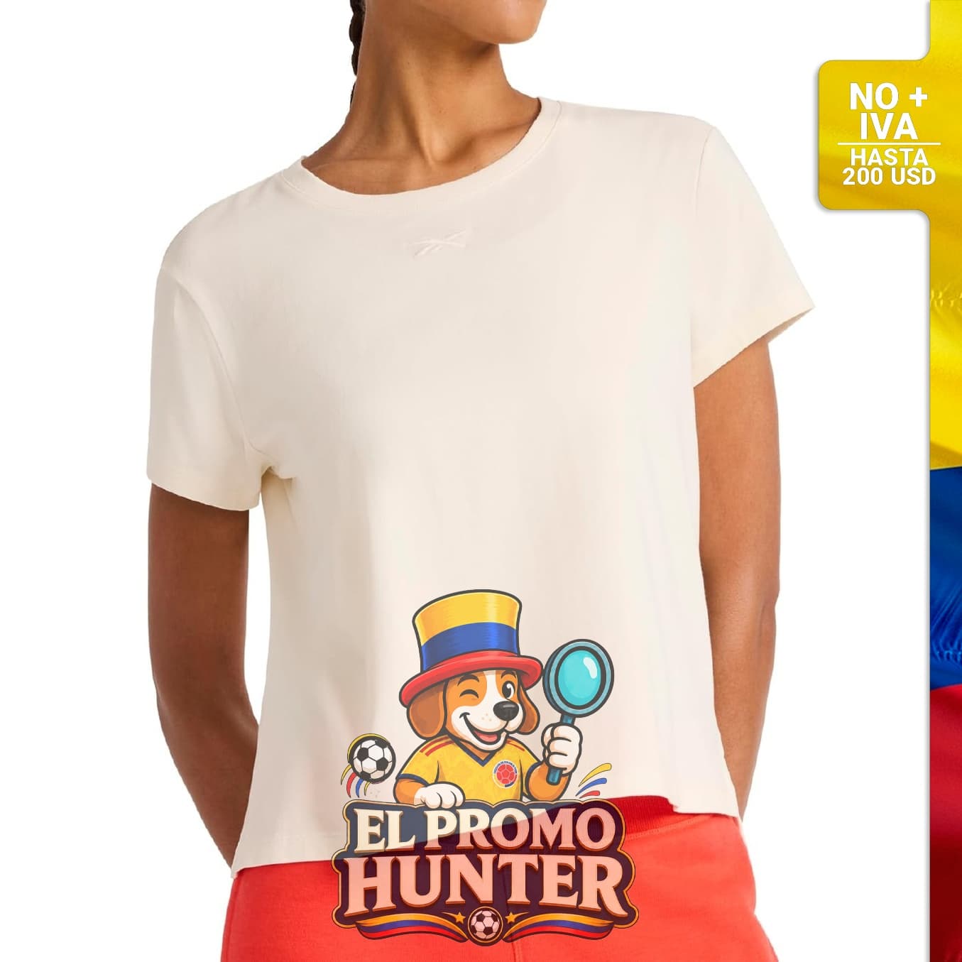 Camiseta Reebok para mujer con cuello redondo y ajuste estándar.