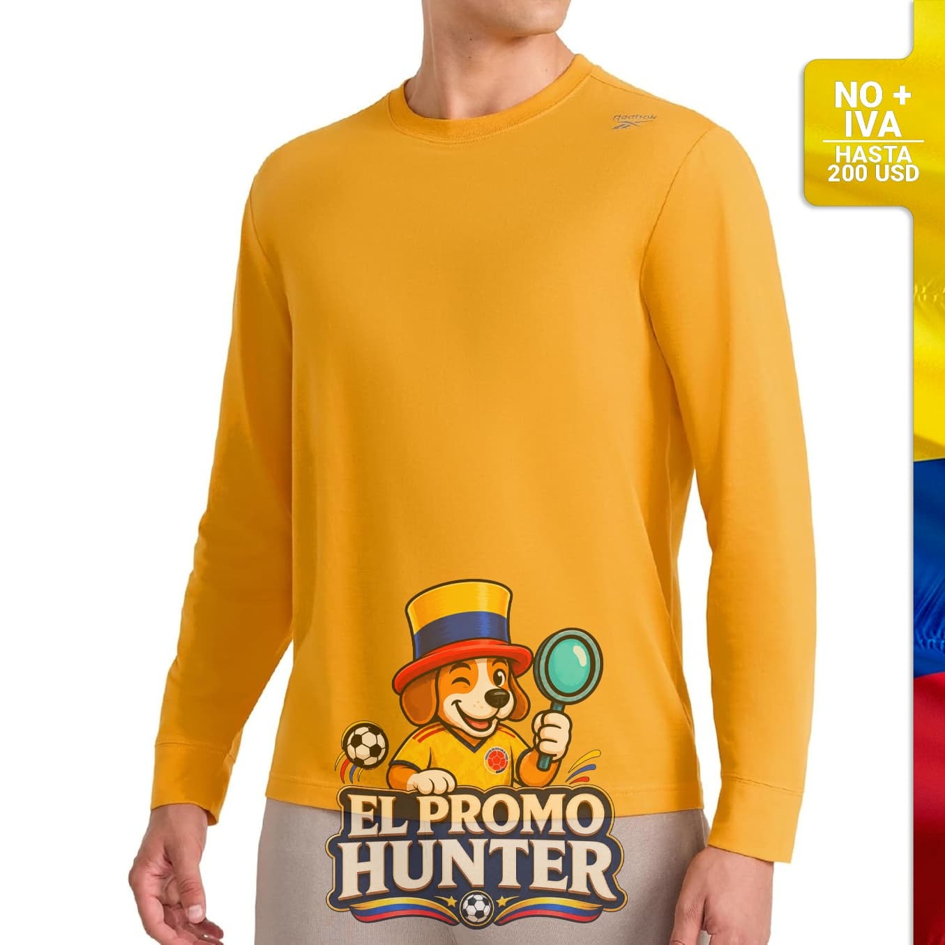 Camiseta de manga larga Reebok Apparel Volt para hombre, con cuello redondo.
