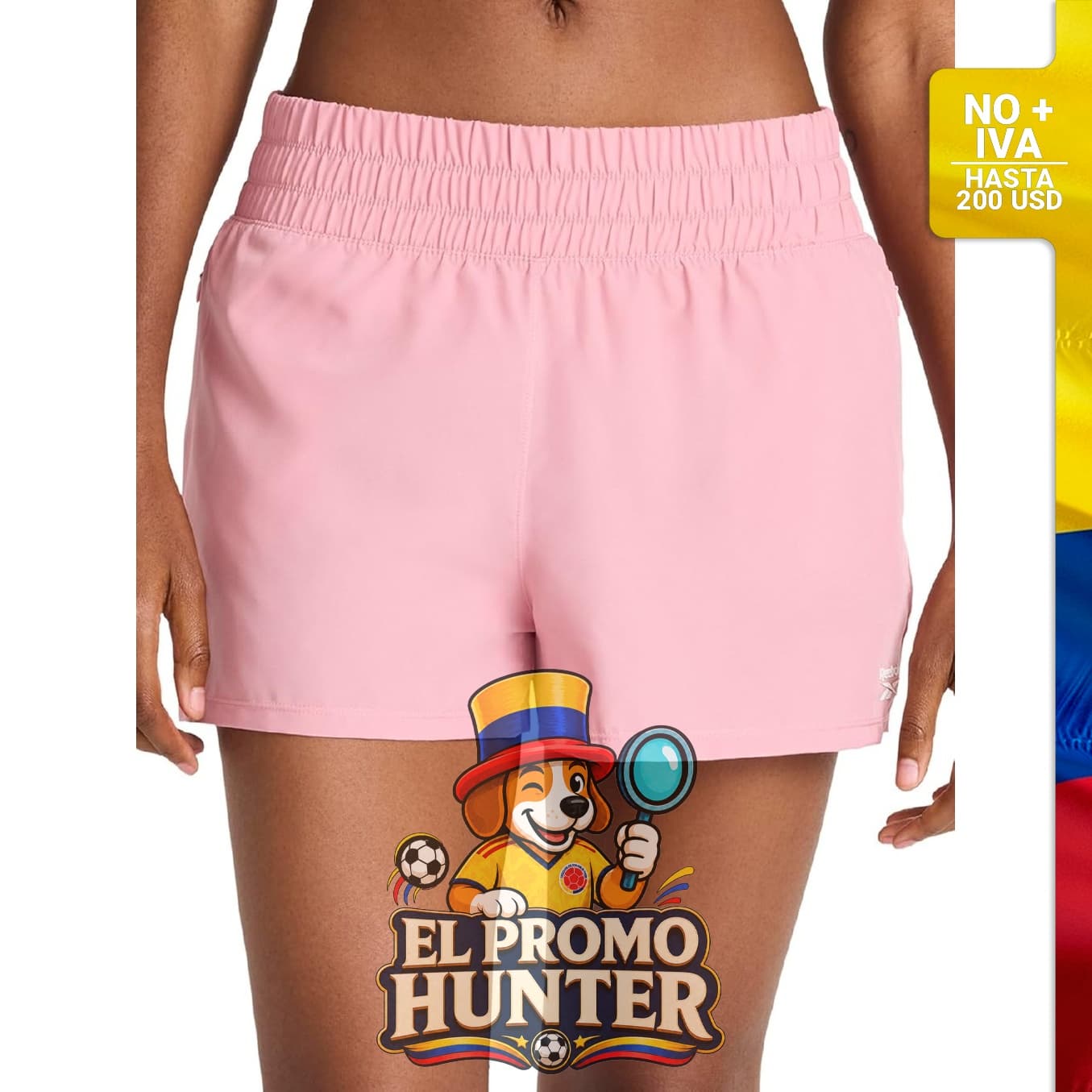 Pantalón corto Sprinter Zip Running de 3" para mujer, Reebok, color Vector rosa polvorienta.