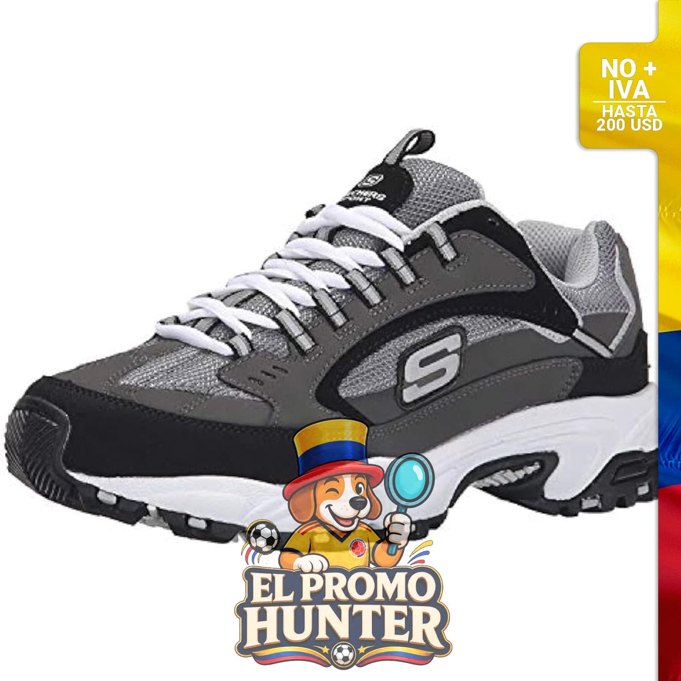 Tenis Skechers Sport para hombre, modelo 164271, con suela de goma y parte superior de malla.
