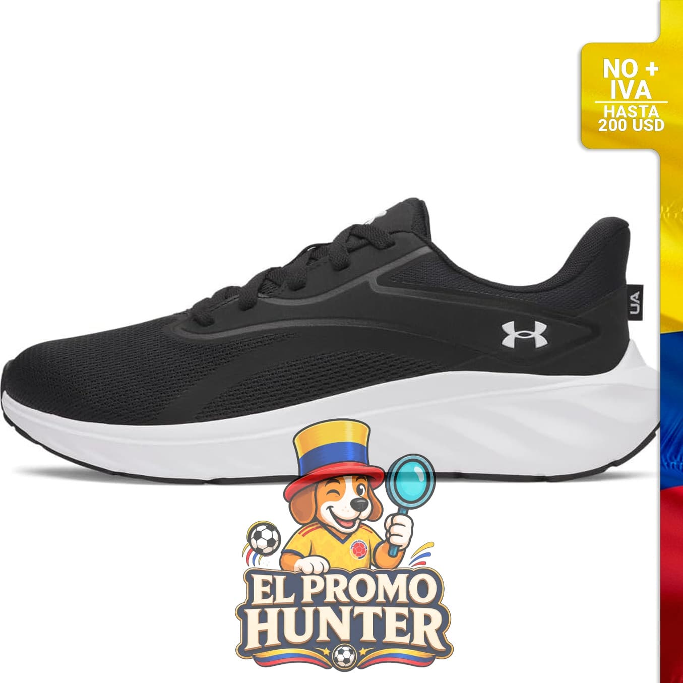 Tenis Under Armour Charged+ Ascend para hombre, diseño deportivo y suela de goma.