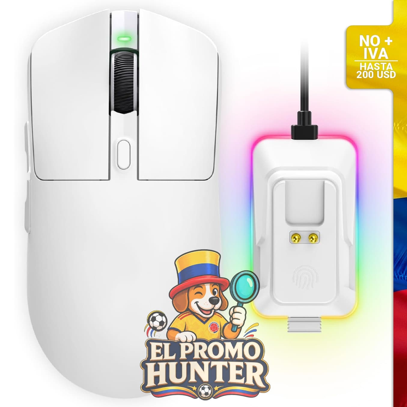 Ratón inalámbrico para juegos YPBDAN, triple modo 2.4 GHz/USB-C/Bluetooth, 24000 DPI, batería de 60 horas.
