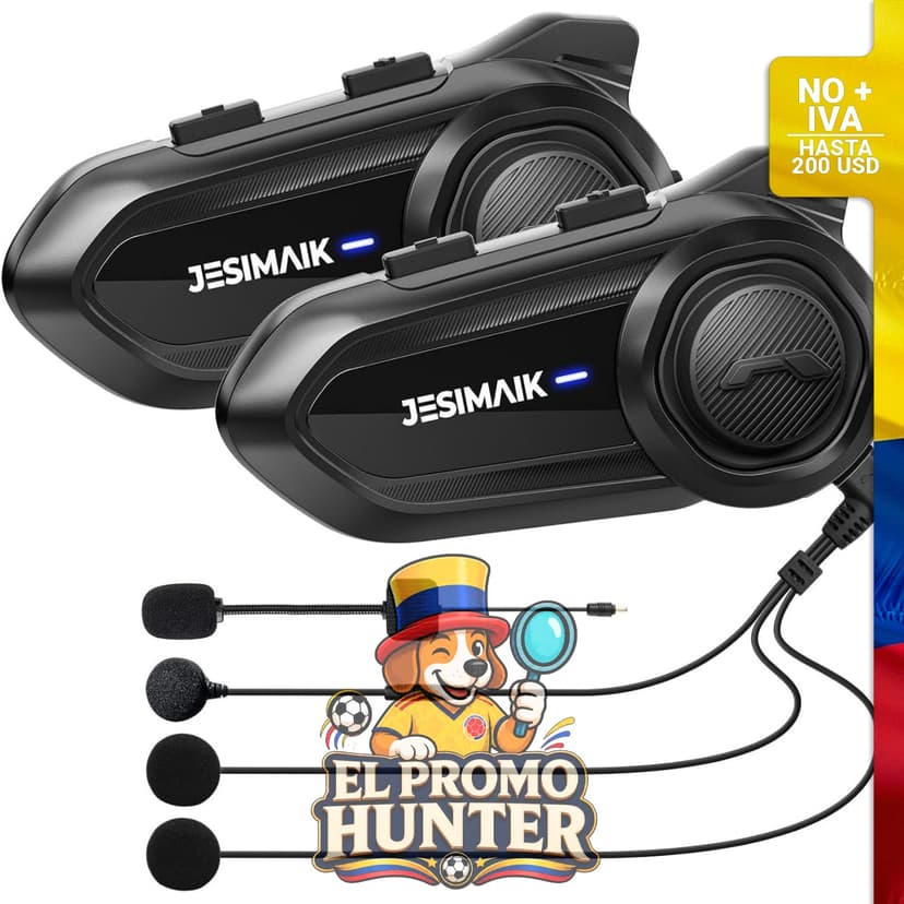 Auriculares Bluetooth para motocicleta con sistema de comunicación de intercomunicación de casco de 2 vías y cancelación de ruido CVC8.0.