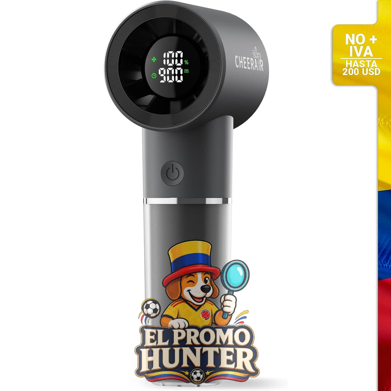 Ventilador portátil de mano de 6 velocidades, batería recargable de 5000 mAh, tiempo de funcionamiento de hasta 15 horas.