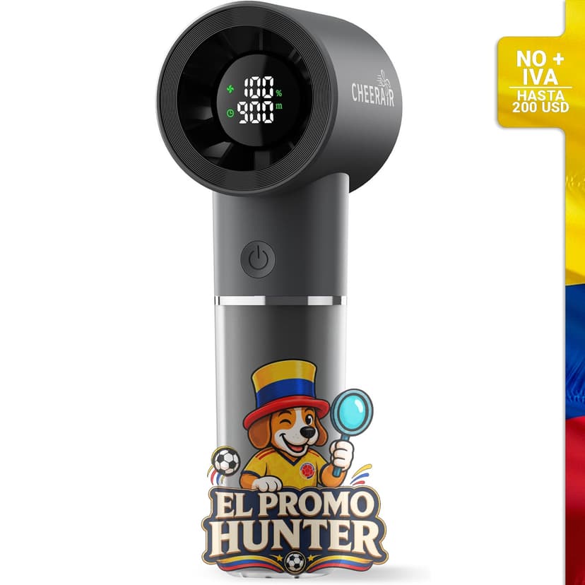 Ventilador portátil de mano de 6 velocidades, batería recargable de 5000 mAh, tiempo de funcionamiento de hasta 15 horas.