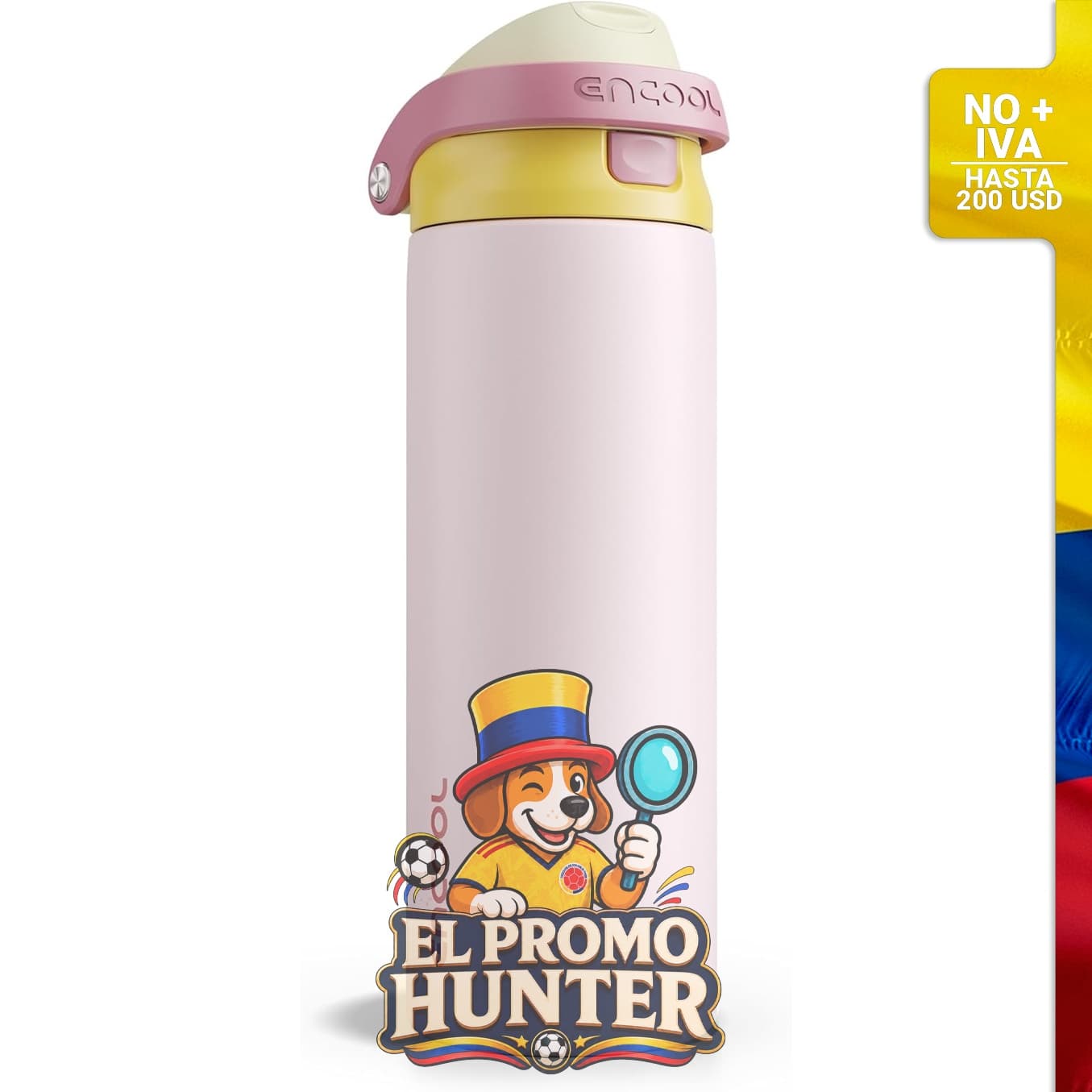 Botella de agua aislada de 24 oz (710 ml) con popote de doble sorbo, diseño a prueba de fugas.