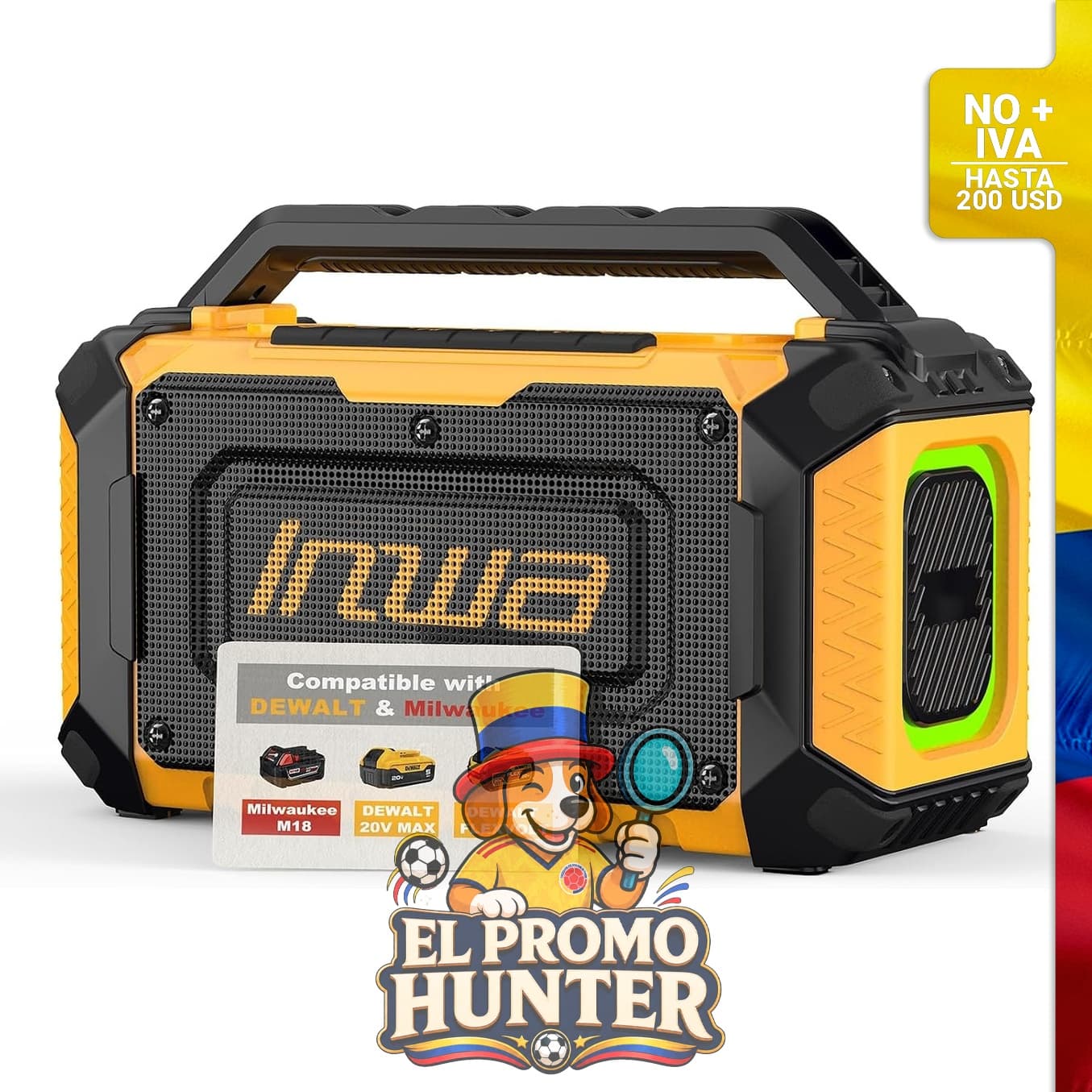 Altavoces Bluetooth Inwa Jobsite de 60 W, compatibles con baterías DeWalt 20V/FLEXVOLT y Milwaukee M18.
