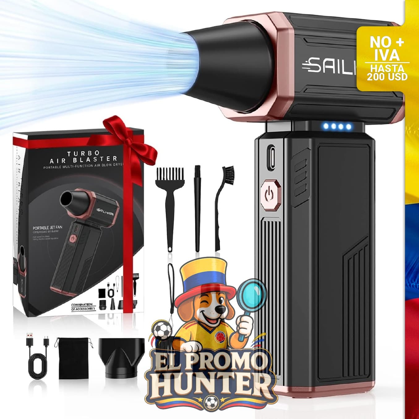 Plumero de aire comprimido 300000 RPM, soplador inalámbrico con velocidad variable para limpieza de teclados, automóviles y PC.