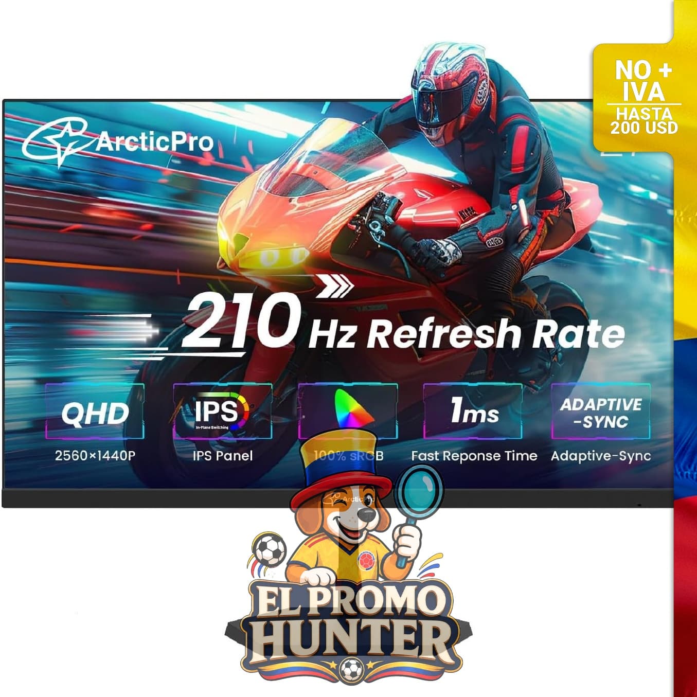 Monitor para juegos de 27" (68,6 cm) QHD 2560x1440p, 200Hz, panel IPS, tiempo de respuesta de 1 ms.