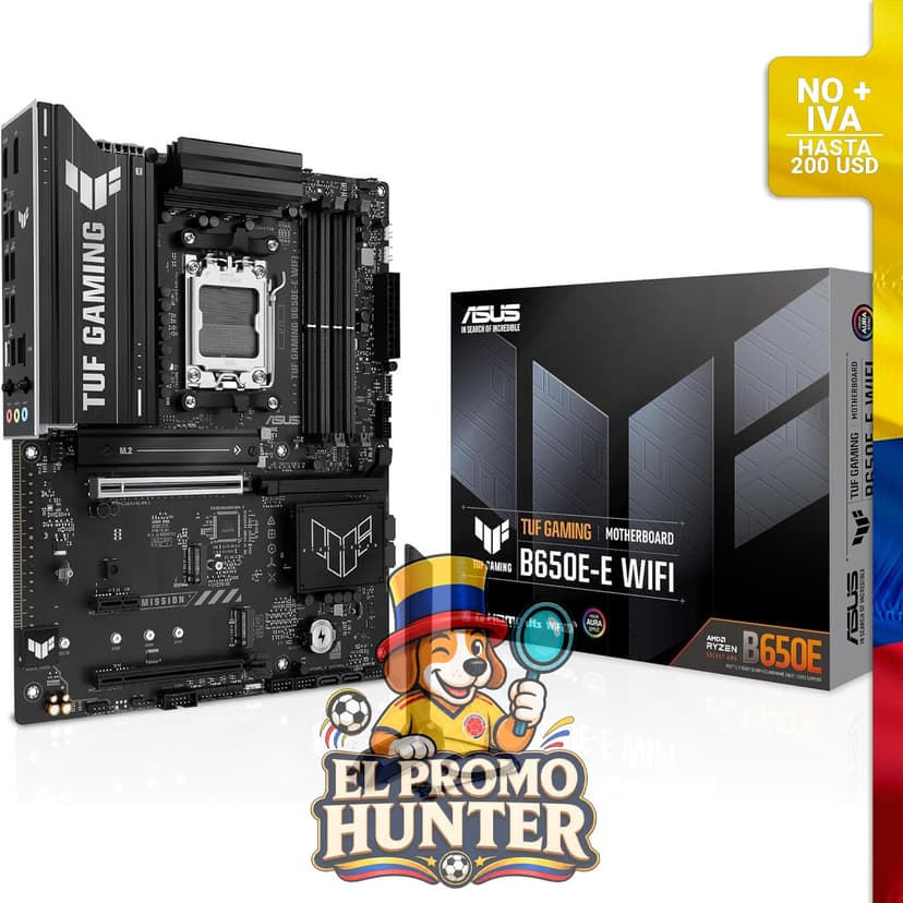 Placa base ASUS TUF GAMING B650E-E WIFI AMD AM5 B650 ATX, con 8+2+1 etapas de 80A DrMOS, DDR5, PCIe 5.0, 3x M.2, Wi-Fi 6E, LAN de 2.5 Gb, DisplayPort, HDMI™, USB 20Gbps Type-C®, BIOS FlashBack™.