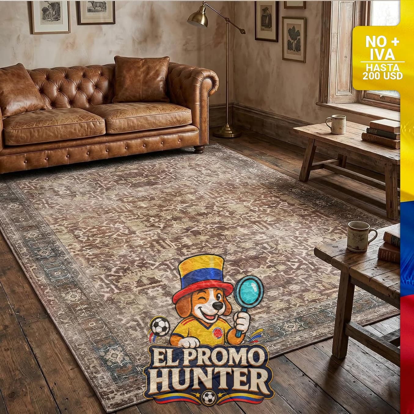 Alfombra vintage lavable de 5 x 7 pies (152 x 213 cm), antideslizante y plegable, adecuada para diversas estancias.