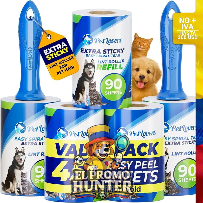 Juego de rodillos quitapelusas con 450 hojas para eliminar pelo de mascotas de ropa, paquete de 5 unidades.