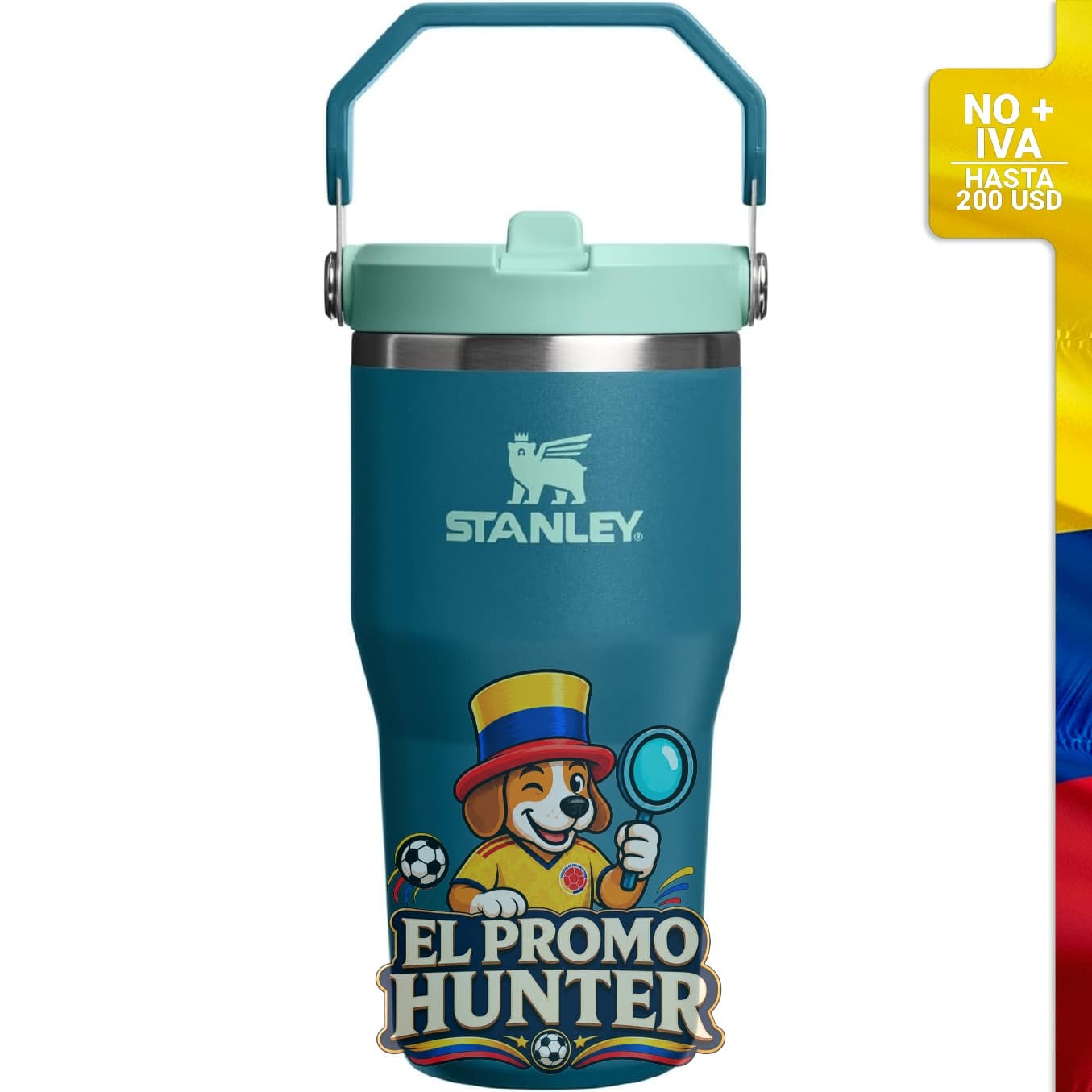 Vaso STANLEY IceFlow 2.0 de 30 oz (887 ml) con pajilla abatible y tapa giratoria, acero inoxidable aislado.